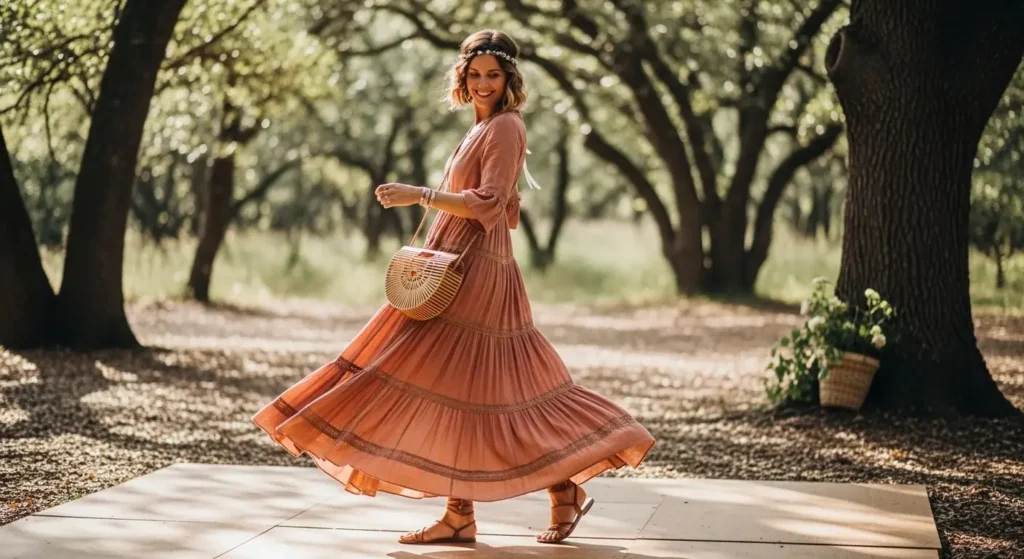 Tiered Boho Maxi Dress Summer Wedding outfit