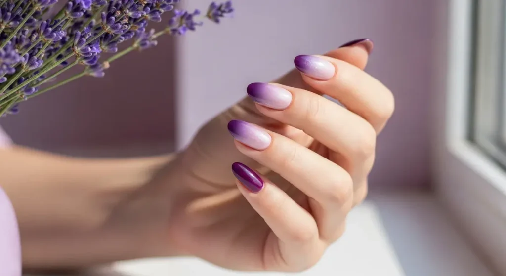 Soft Gradient Purple Ombré Purple Summer Nails You’ll Love