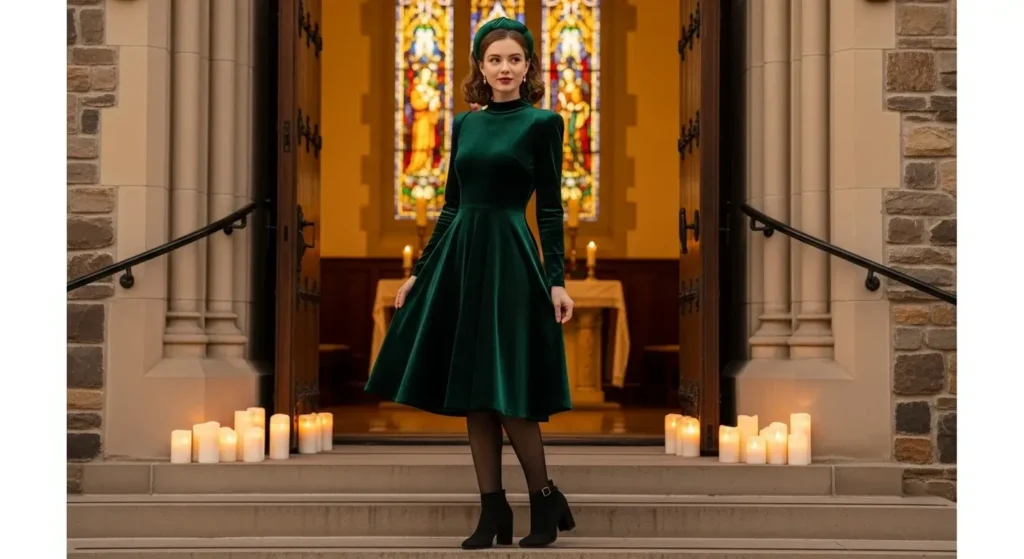 Velvet Dresses for Special Sundays Winter Church Outfits