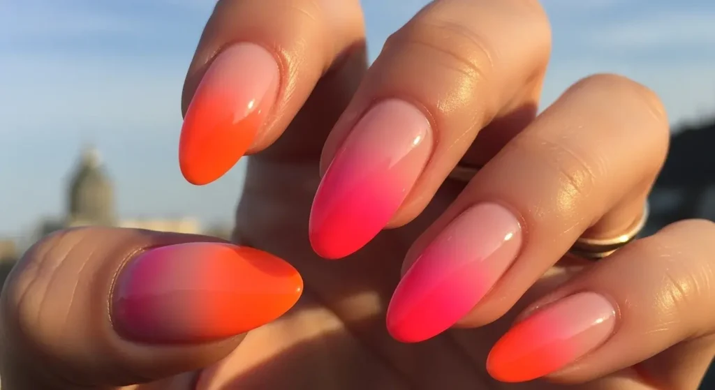 Sunset Ombre Glow Vacation-Ready Nails for Summer
