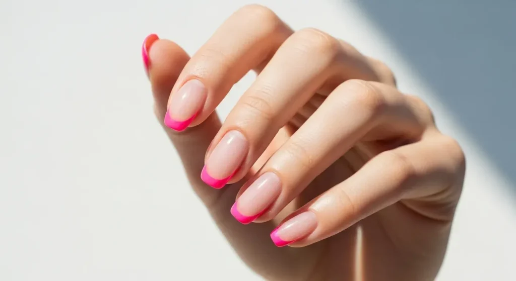 Neon Micro French Prettiest Pink Nails for Summer