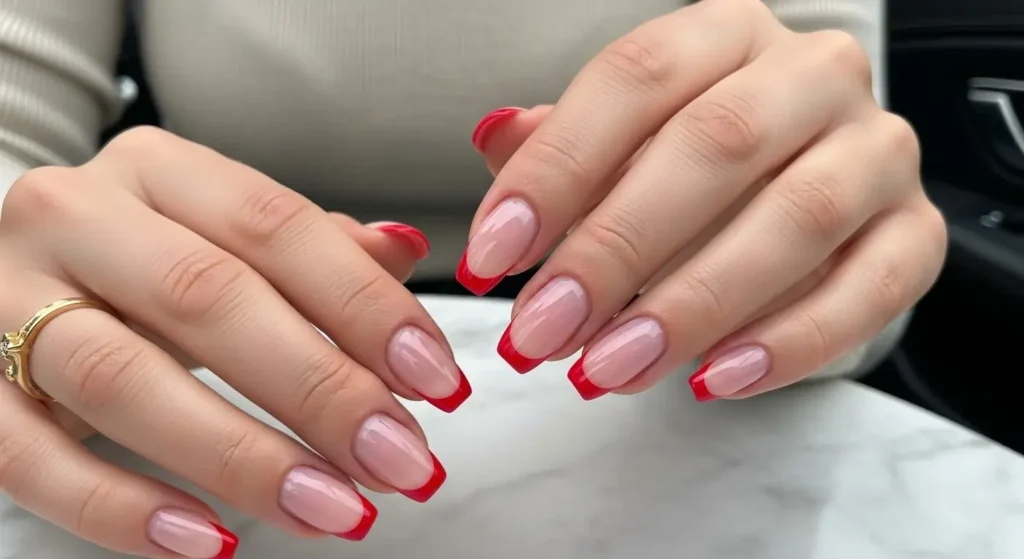 Scarlet Micro French Bold Red Nails for Summer