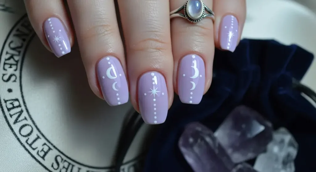 Soft Lavender & Dot Detailing Round Summer Nails