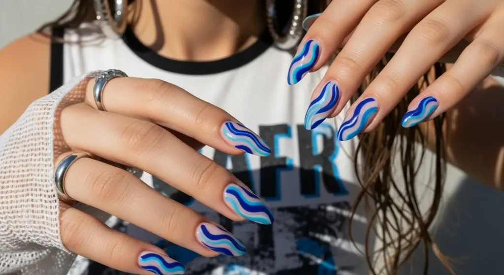 Indigo Wave Nails Cool Blue Nail Ideas for Summer