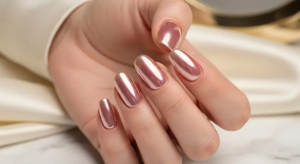 Short Chrome Glaze Short Acrylic Nails for Summer 2025