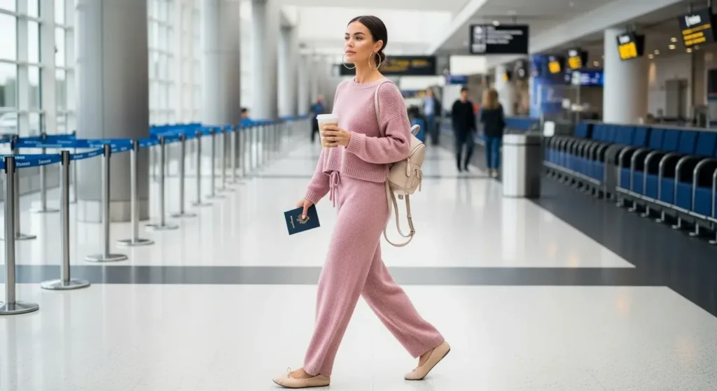 Matching Knit Lounge Set Airport Summer Outfits