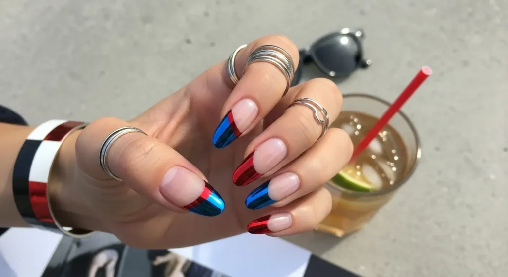 Metallic Stripe Side-Tips Nails You’ll Want to Copy July 2025