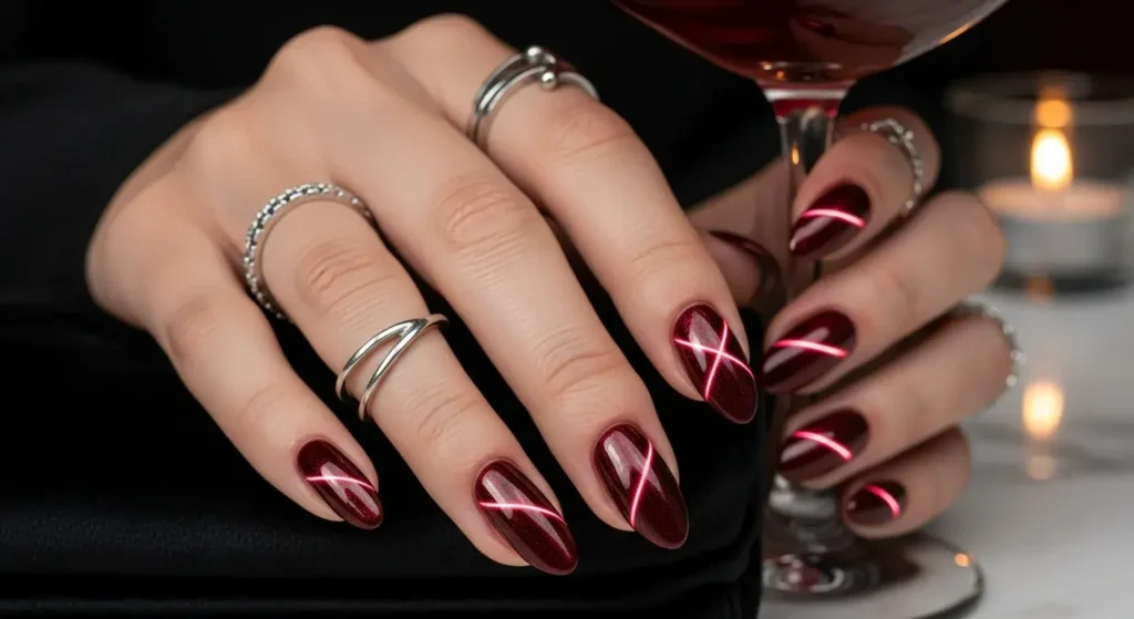 Garnet Cat-Eye Red Bold Red Nails for Summer