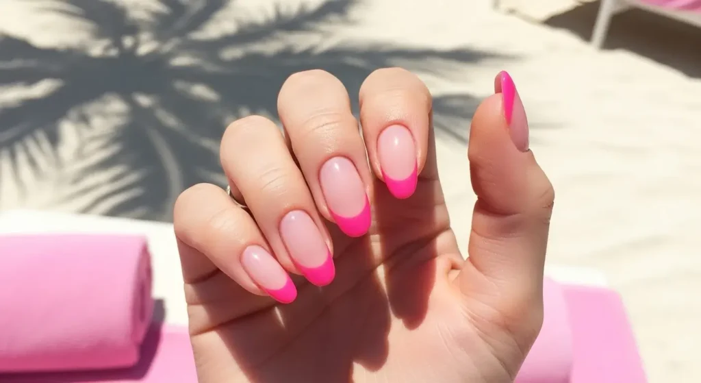 Flamingo Frenchies Prettiest Pink Nails for Summer