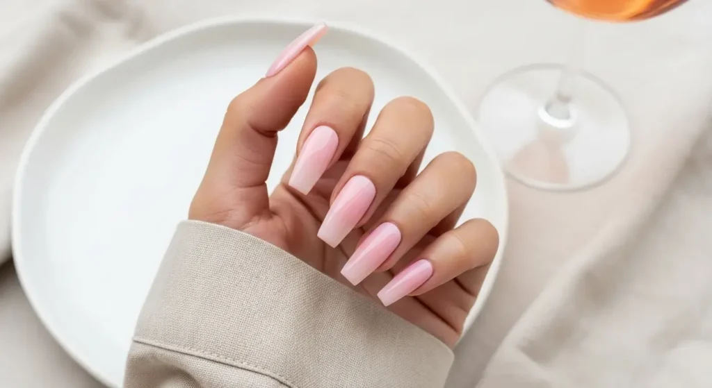 Glazed Strawberry Milk Coffin Nails That Slay Summer 2025