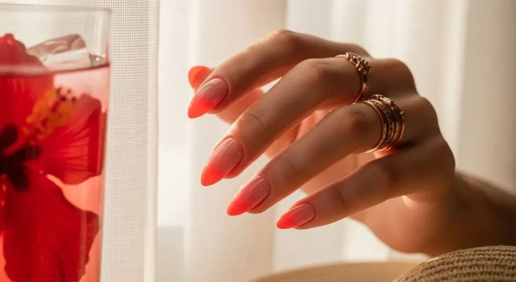 Sunset Ombre Fades Almond Nail Inspo for a Cute Summer