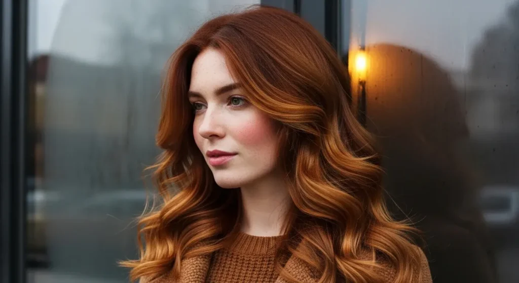 Honey Balayage on Auburn Base Honey Brown Balayage Hair Ideas