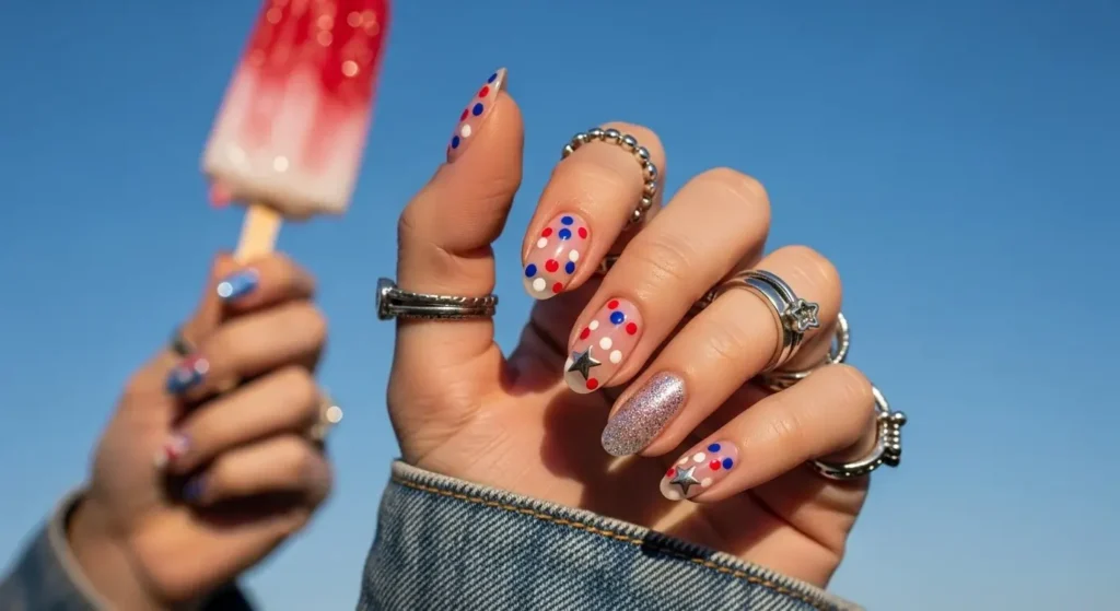 Confetti Dot Fireworks Nails You’ll Want to Copy July 2025