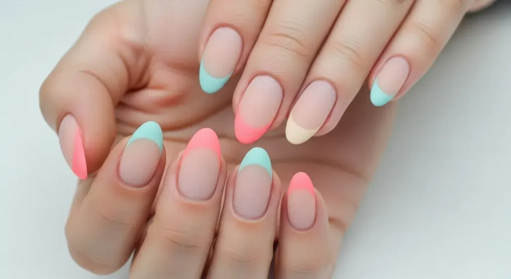 Matte Ombre French French Tip Nails with a Summer