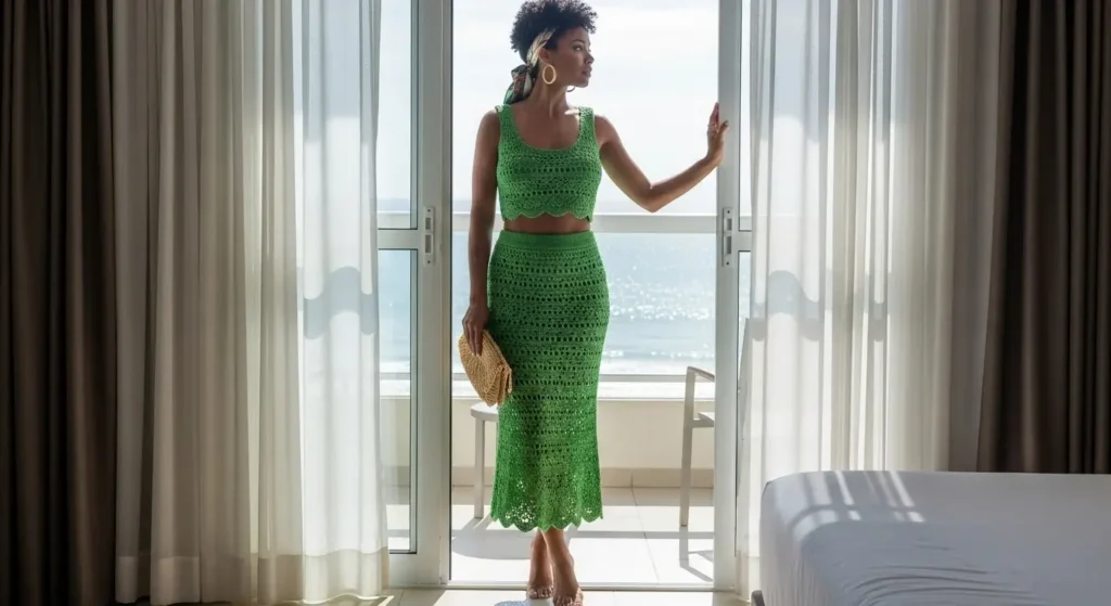 Crochet Two-Piece Set Gorgeous Summer Outfits to Wear in the Catalan Capital