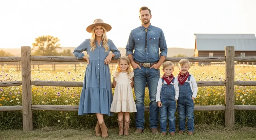 Modern Western Touches Summer Family Photoshoot Outfits