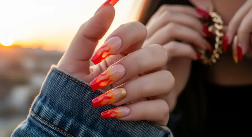 Fiery Ombre Tips Sunset Gradient Nails to Glow