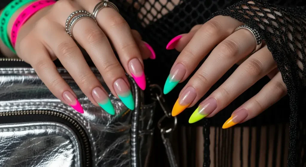 Aura Fade French French Tip Nails with a Summer