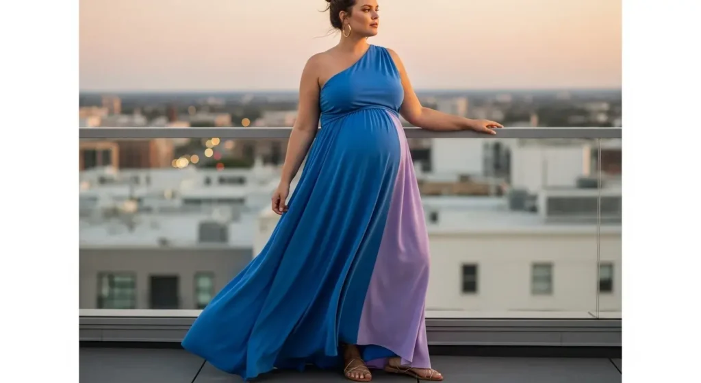 Off-Shoulder or One-Shoulder Dresses Big Belly Summer Outfit Ideas