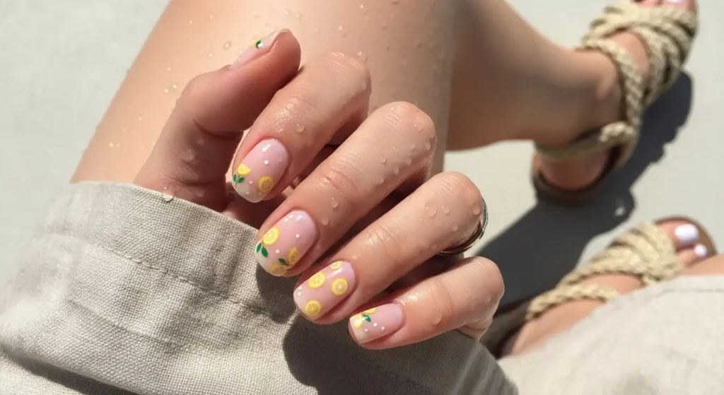 Lemon Zest Micro-Art Tropical Fruit Nail Ideas for Summer 2025