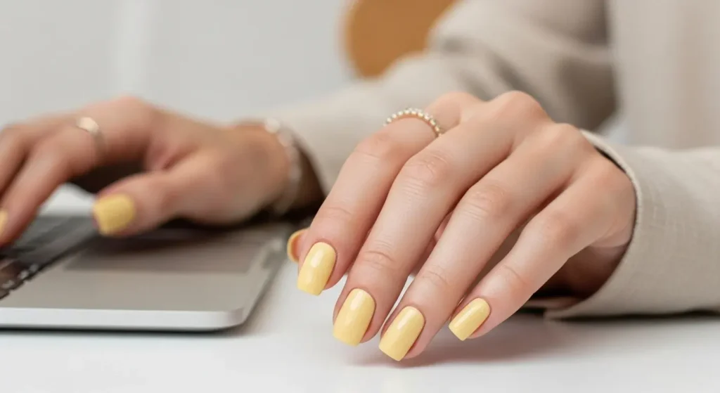 Pastel Butter Yellow Shorties Bright Yellow Nails Made for Summer 2025