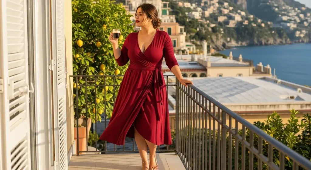 Wrap Dress in Stretch Jersey Plus Size European Summer Outfits