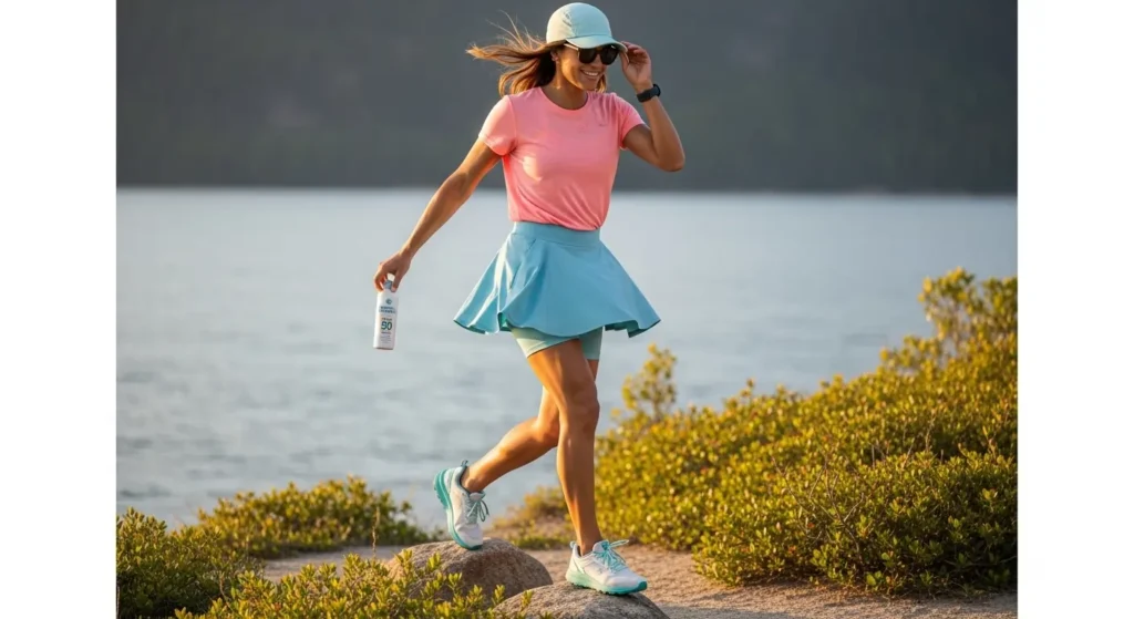 Quick-Dry Skort + UV Tee Hiking Outfits for Summer