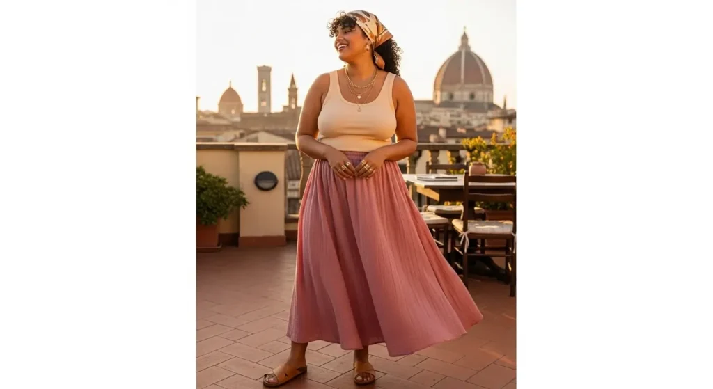 Flowy Maxi Skirt + Tank Top Plus Size European Summer Outfits