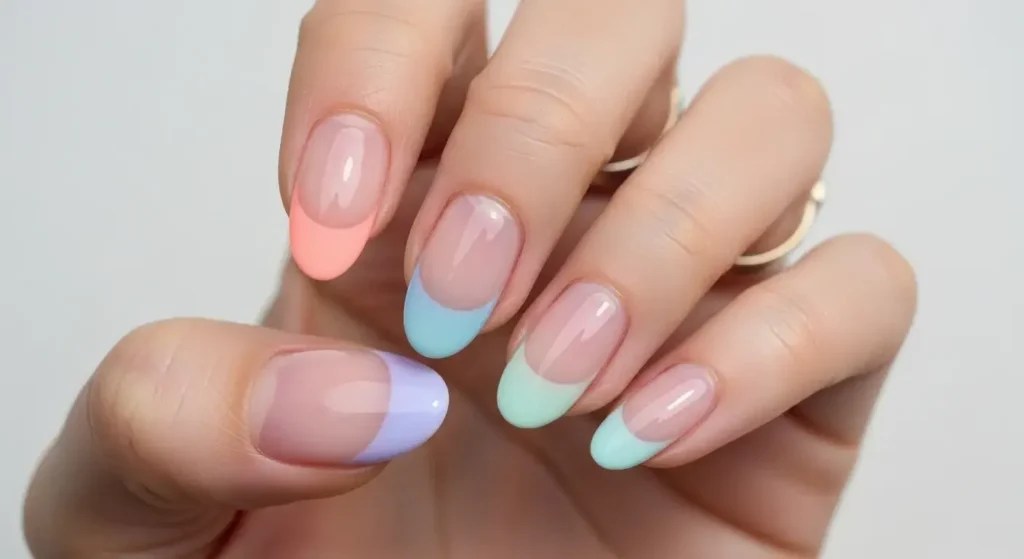 Pastel French Fade Oval Nail Inspo for Summer
