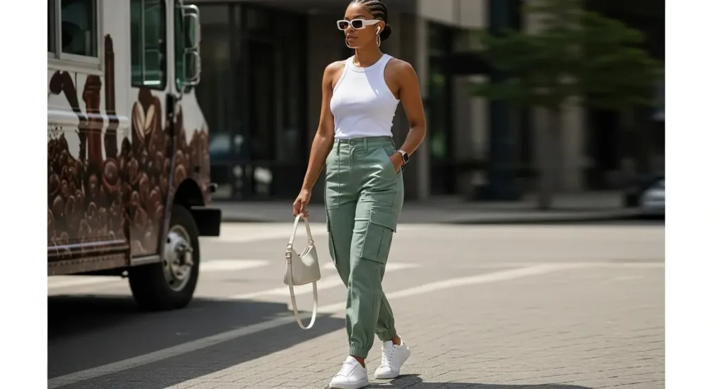 Utility Cargo Pants + Tank Top Casual Summer Outfits