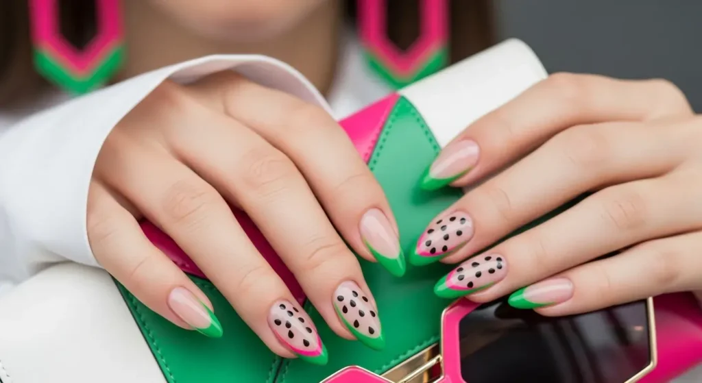 Negative Space Seeds Juicy Watermelon Nails For Summer