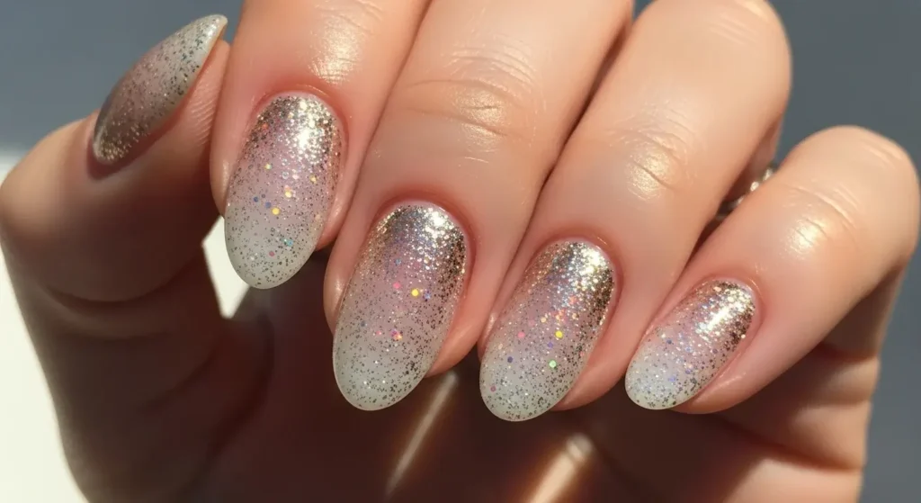 Glitter Fade French French Tip Nails with a Summer