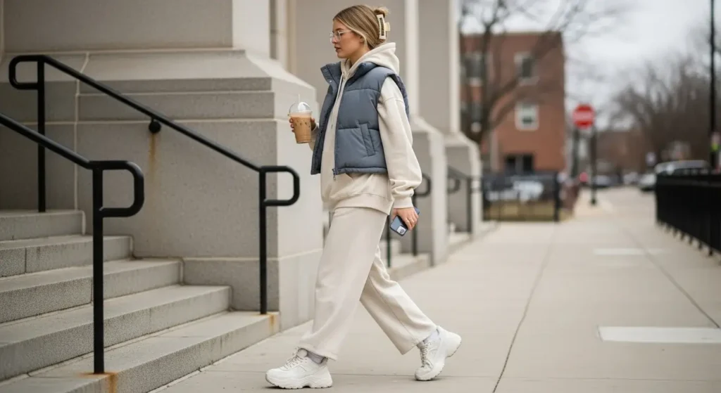 Puffer Vest + Hoodie Combo Winter School Outfits