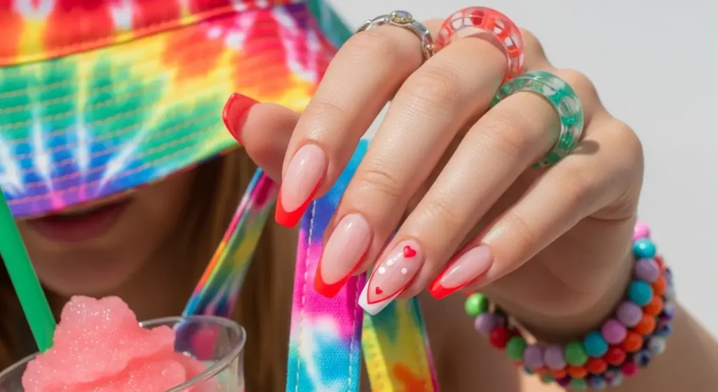 Neon Cherry Pop Tips Cherry Nail Inspo That Pops in 2025