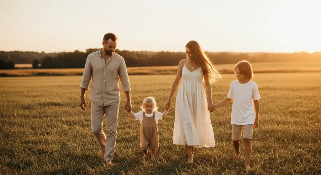 Soft Neutrals in Linen & Cotton Summer Family Photoshoot Outfits