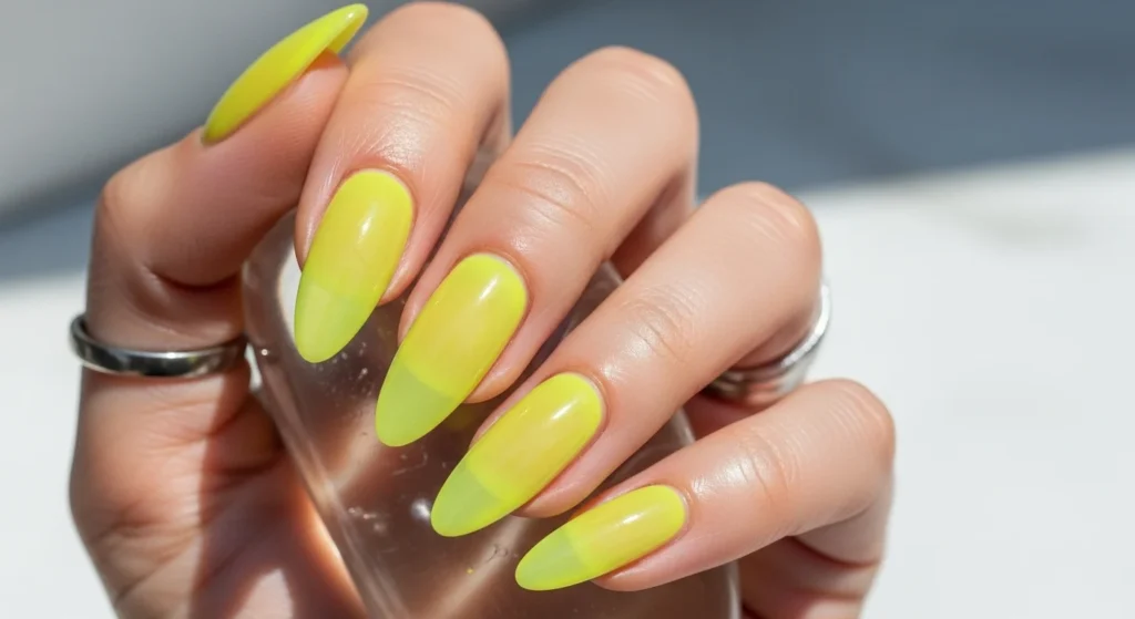 Neon Jelly Yellow Nails Bright Yellow Nails Made for Summer 2025