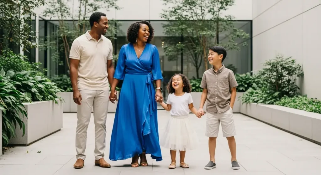 Bold but Balanced Pops of Color Summer Family Photoshoot Outfits