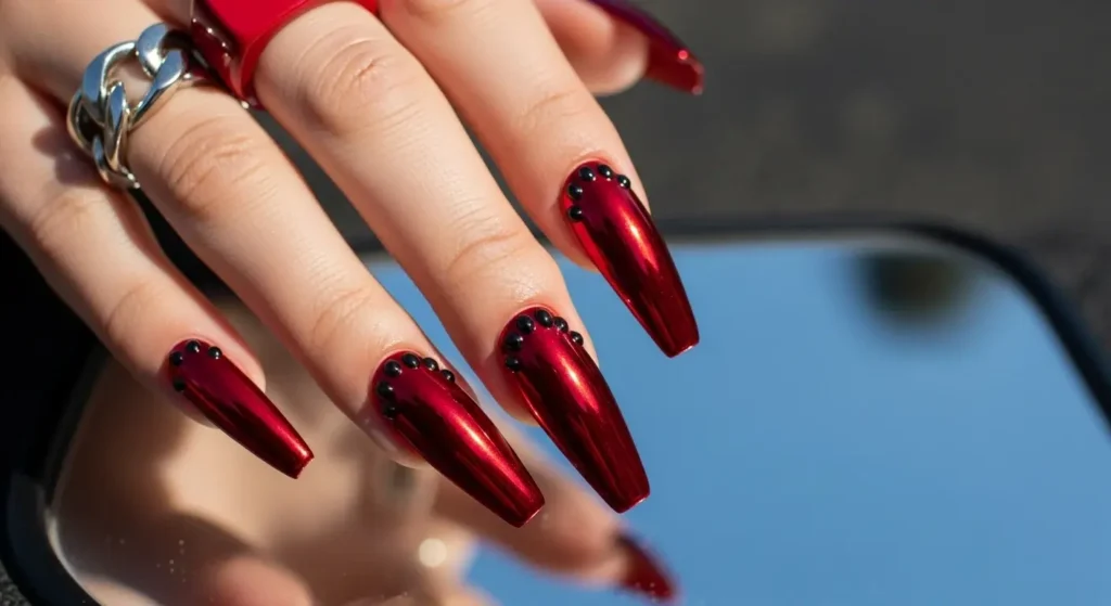 Chrome Seed Details Juicy Watermelon Nails For Summer