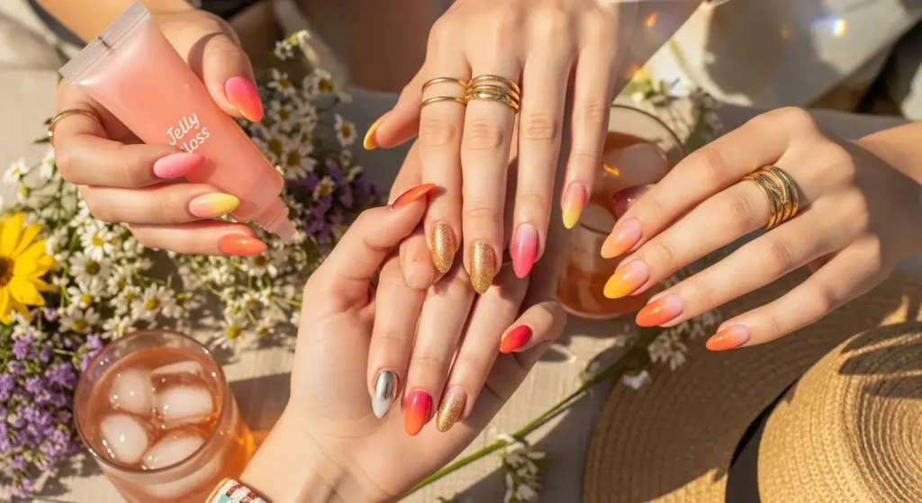 Final Glow-Up Sunset Gradient Nails to Glow