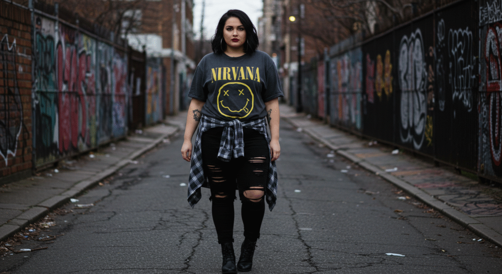 Y2K Aesthetic: Baby Tees + Low-Rise Cargo Pants Plus Size Aesthetic Outfit Ideas