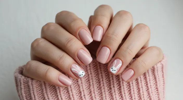 Bunny Accent Nail Easter Nail Designs