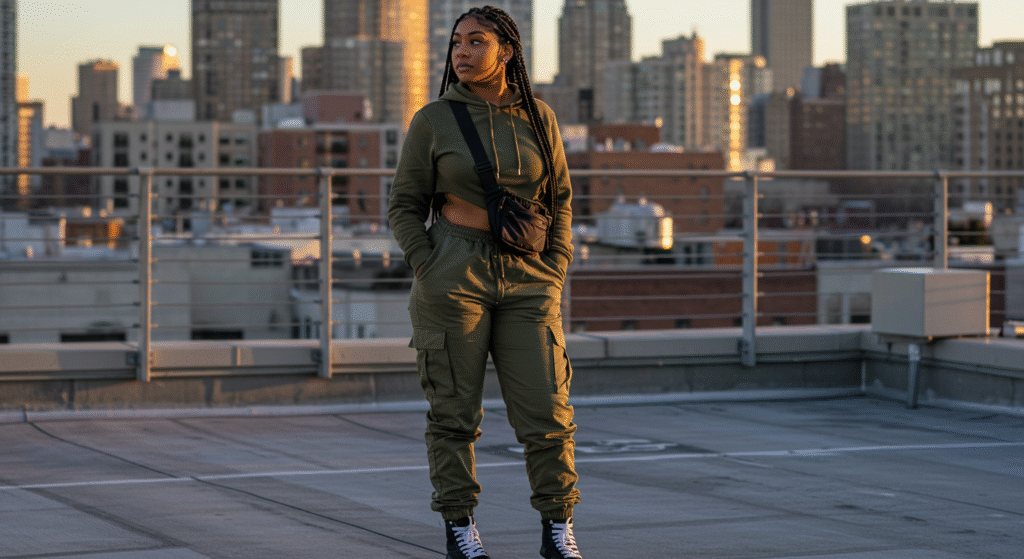 Streetwear Aesthetic: Baggy Layers + Bold Sneakers Plus Size Aesthetic Outfit Ideas