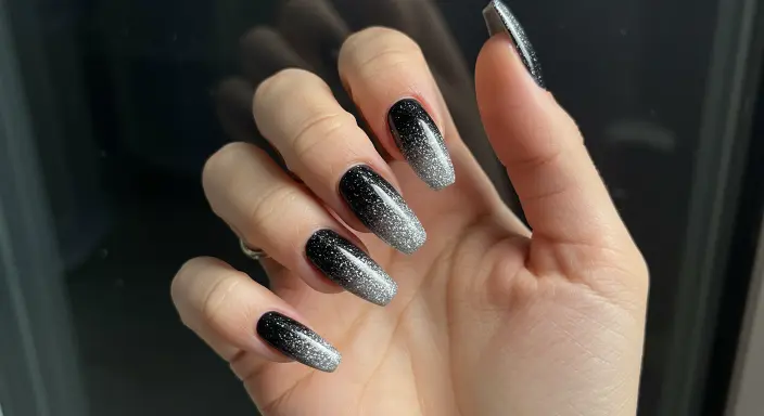 Black Ombre Glitter Fade Glitter Black Nail Designs