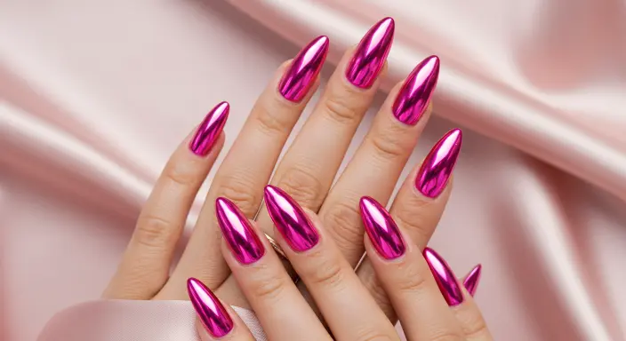 Pink Chrome Nails Birthday Nails 