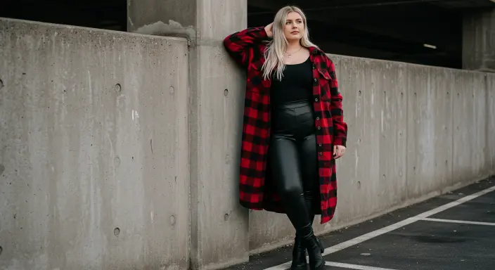 Plaid Shacket + Faux Leather Pants Outfit Ideas for Cowboy Chic