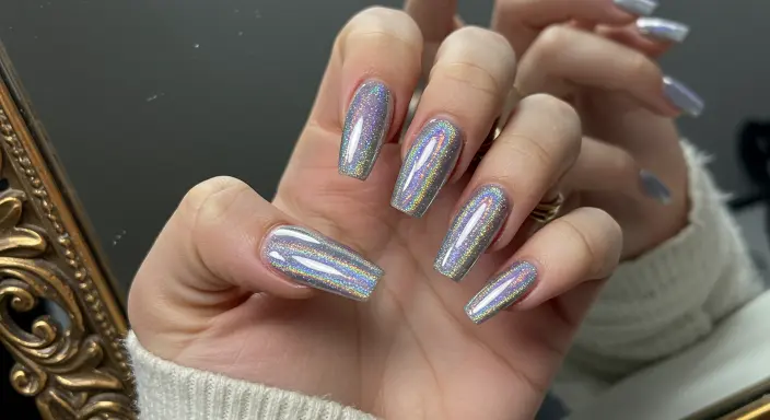 Holographic Sparkle Nails Birthday Nails 