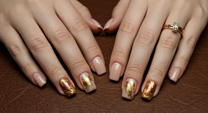 Rustic Gold & Bronze Accents Western Nail Ideas