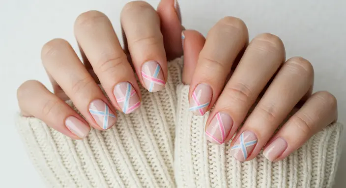 Crosshatch Basket Weave Design Easter Nail Designs