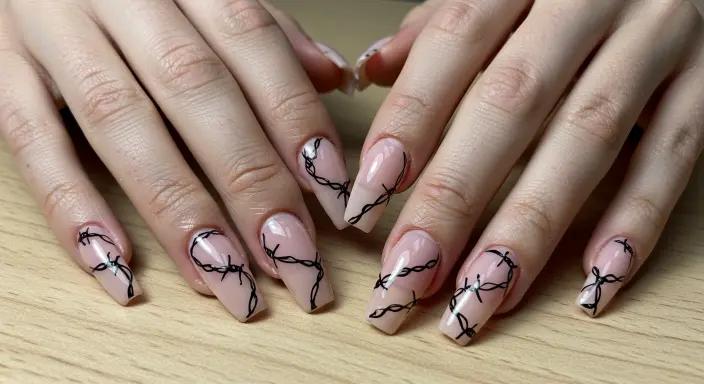  Barbed Wire Line Art Western Nail Ideas
