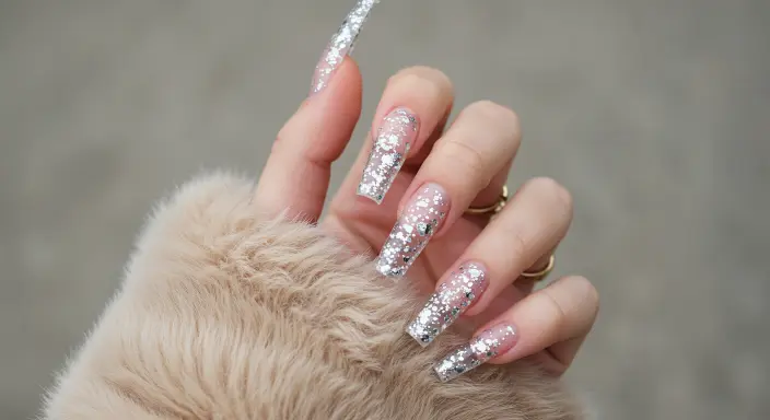 Diamond Dust Acrylics Birthday Nails 